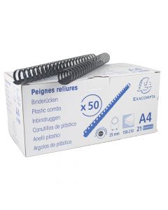 Exacompta Binding Comb Black 25mm (1in) A4  75701E per comb