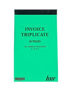 HNR Triplicate Invoice Book  5 x 8 1/4  No Carbon Required NCR