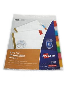 Avery Tab Dividers 1-8 Big Tab Gold Reinforced Holes Multicolour   11123 per set