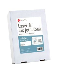 Maco Laser/Ink Jet Label  1 in x 2 5/8 in    ML-3000B  250 shts x 30 labels