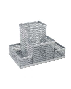 FOROFIS Mesh Desk Organiser Silver 91311