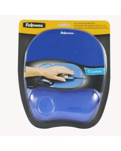 Fellowes Crystals Mouse Pad Blue with Wrist Rest   91141