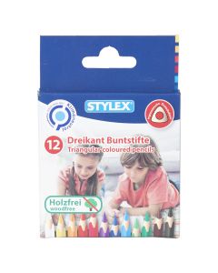 Stylex Woodfree Triangular Colouring Pencil  Set of 12   26002