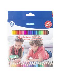 Stylex Woodfree Triangular Colouring Pencil  Set of 24    26004