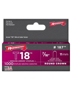 Arrow Staples   T-18   7/16 inch 11mm   187  ea-bx/1000