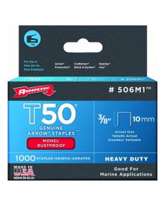 Arrow Staples  T-50  3/8 inch  Monel   506M  ea-bx/1000