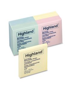 Highland Sticky Note 3 x 3 Assorted light colours  6549A per pad