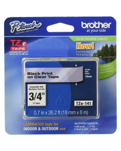 Brother P-Touch Tape TZ-141  3/4 inch  Clear